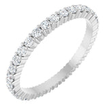 14K Gold Round Natural Diamond Shared-Prong Eternity Band – 1.7 mm Stones - White Gold