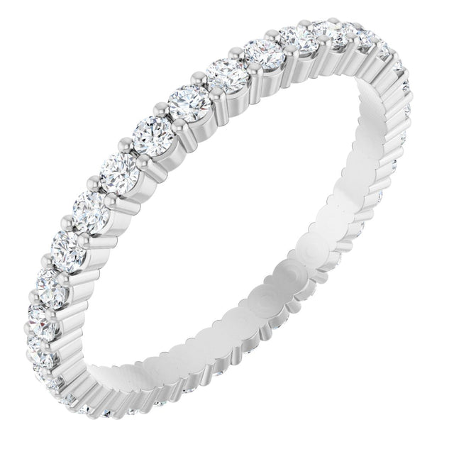Platinum Round Natural Diamond Shared-Prong Eternity Band – 1.7 mm Stones