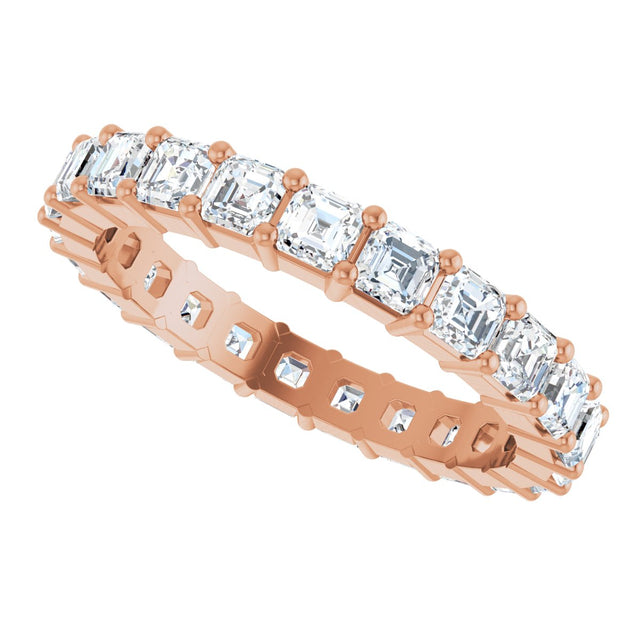 14K Gold Asscher Lab-Grown Diamond Shared-Prong Eternity Band – 2.6x2.6 mm Stones - Rose Gold - view 5