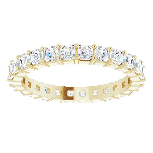 14K Gold Asscher Lab-Grown Diamond Shared-Prong Eternity Band – 2.3x2.3 mm Stones - Yellow Gold - view 3
