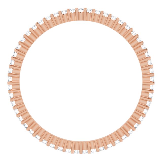 10K Gold Round Natural Diamond Shared-Prong Eternity Band – 1 mm Stones - Rose Gold - view 2