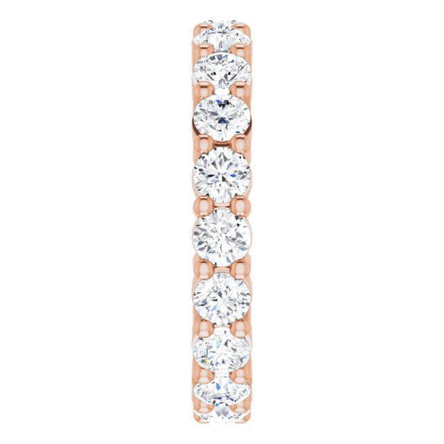 10K Gold Round Natural Diamond Shared-Prong Eternity Band – 3.2 mm Stones - Rose Gold - view 4