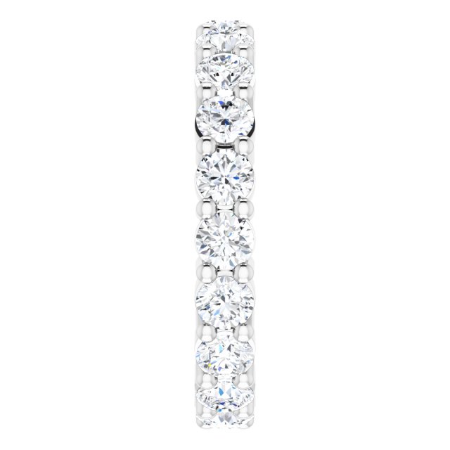 10K Gold Round Natural Diamond Shared-Prong Eternity Band – 3.2 mm Stones - White Gold - view 4