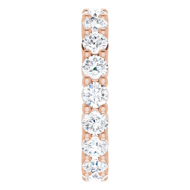 10K Gold Round Lab-Grown Diamond Shared-Prong Eternity Band – 3.4 mm Stones - Rose Gold - view 4