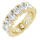 14K Gold Oval Natural Diamond Shared-Prong Eternity Band – 6x4 mm Stones - Yellow Gold