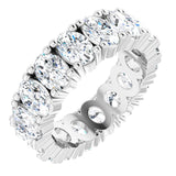 14K Gold Oval Natural Diamond Shared-Prong Eternity Band – 6x4 mm Stones - White Gold