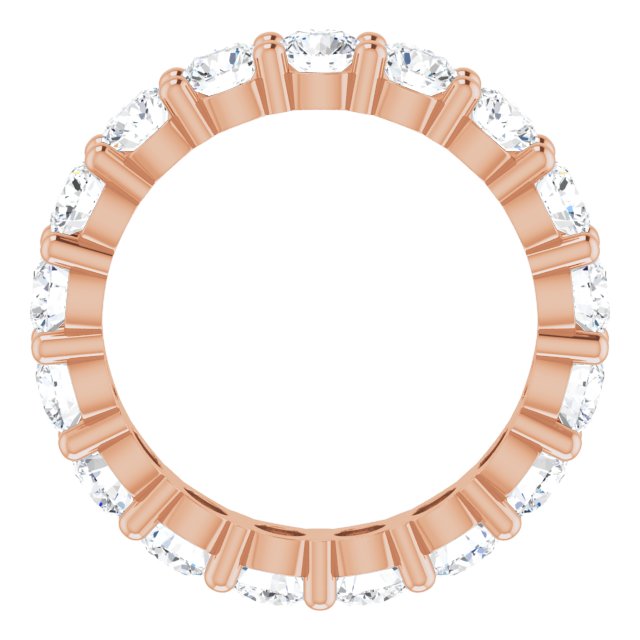 10K Gold Round Natural Diamond Shared-Prong Eternity Band – 3.8 mm Stones - Rose Gold - view 2