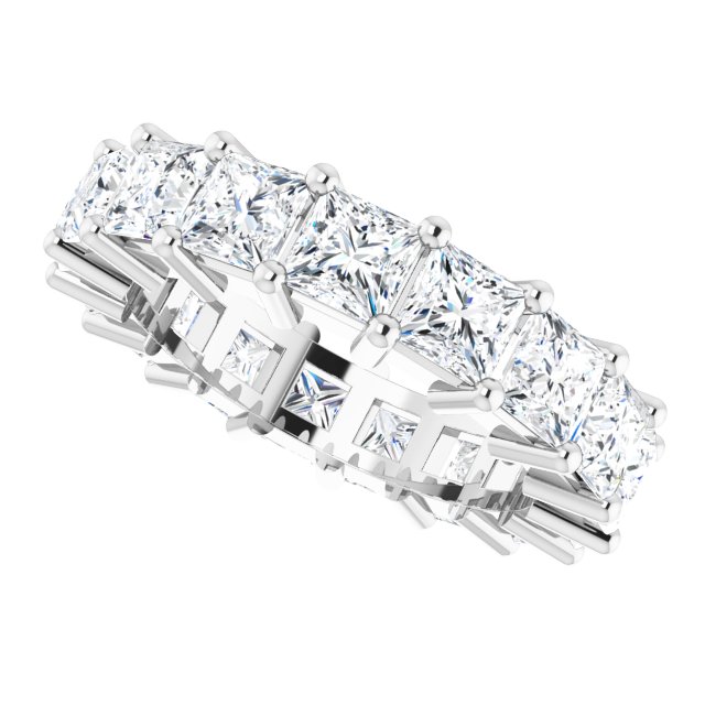10K Gold Square Lab-Grown Diamond Shared-Prong Eternity Band – 4x4 mm Stones - White Gold - view 5