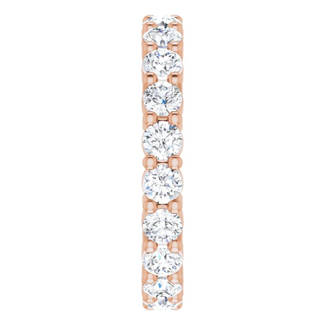 10K Gold Round Lab-Grown Diamond Shared-Prong Eternity Band – 3 mm Stones - Rose Gold - view 4