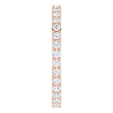 10K Gold Round Natural Diamond Shared-Prong Eternity Band – 1.75 mm Stones - Rose Gold - view 4
