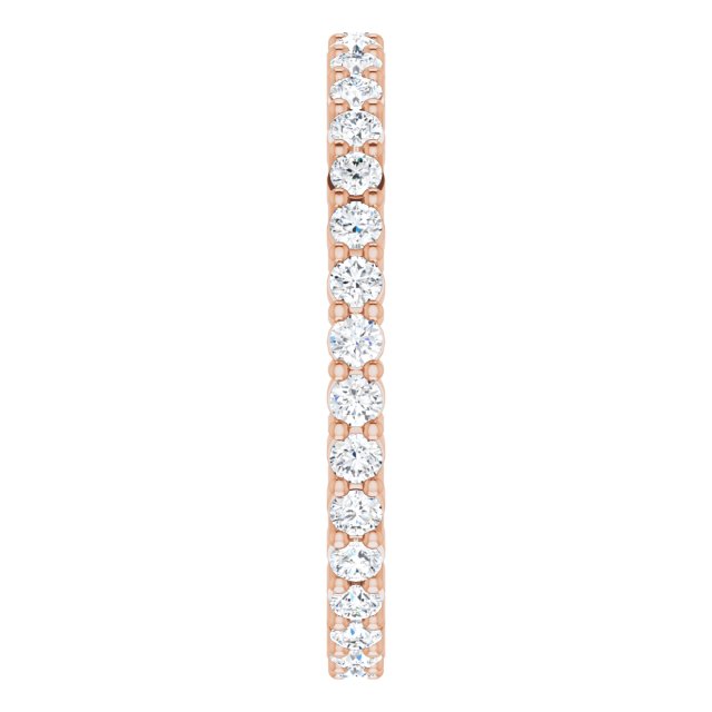 10K Gold Round Natural Diamond Shared-Prong Eternity Band – 1.75 mm Stones - Rose Gold - view 4