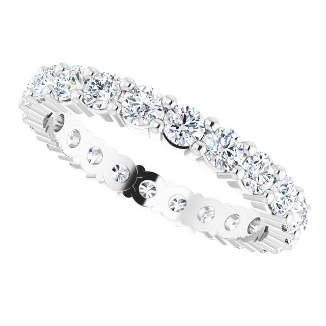 10K Gold Round Lab-Grown Diamond Shared-Prong Eternity Band – 2.75 mm Stones - White Gold - view 5