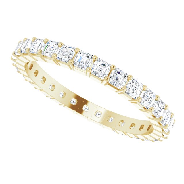 14K Gold Asscher Lab-Grown Diamond Shared-Prong Eternity Band – 2x2 mm Stones - Yellow Gold - view 5