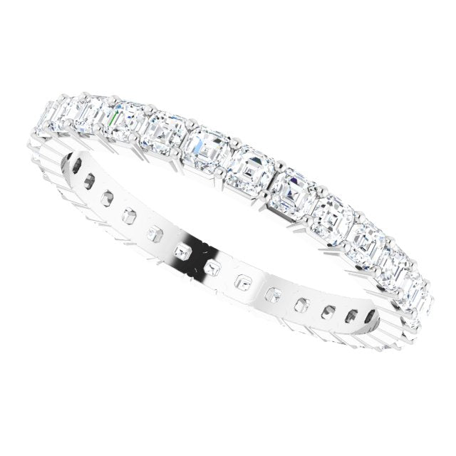 Platinum Asscher Lab-Grown Diamond Shared-Prong Eternity Band – 2x2 mm Stones - view 5