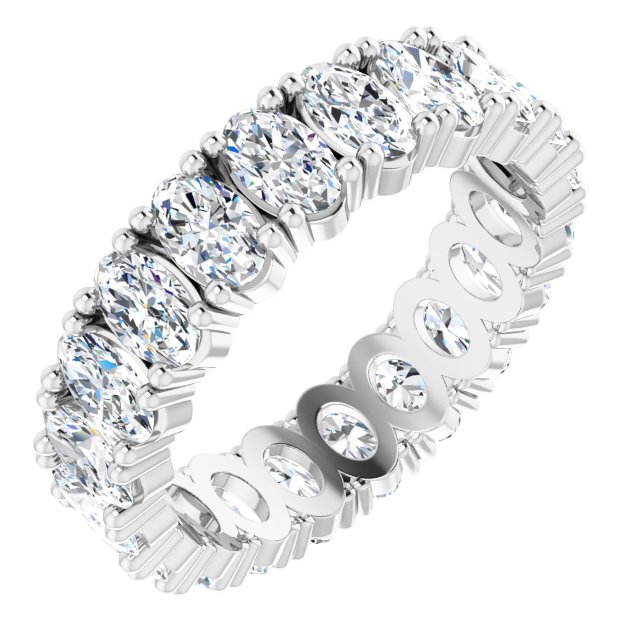 14K Gold Oval Lab-Grown Diamond Shared-Prong Eternity Band – 5x3 mm Stones - White Gold