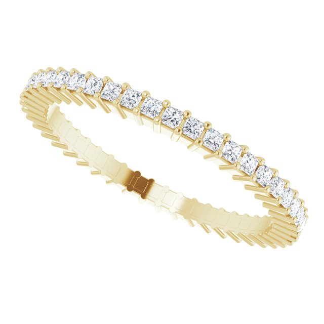 14K Gold Square Lab-Grown Diamond Shared-Prong Eternity Band – 1.25x1.25 mm Stones - Yellow Gold - view 5