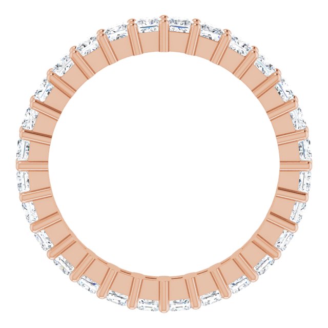 10K Gold Square Natural Diamond Shared-Prong Eternity Band – 2.25x2.25 mm Stones - Rose Gold - view 2