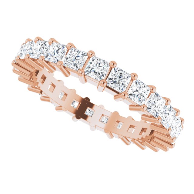 10K Gold Square Lab-Grown Diamond Shared-Prong Eternity Band – 2.5x2.5 mm Stones - Rose Gold - view 5