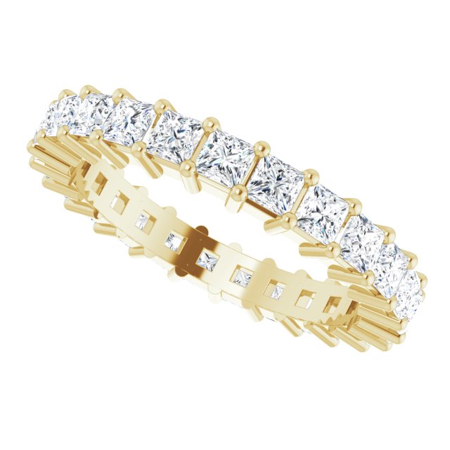 14K Gold Square Lab-Grown Diamond Shared-Prong Eternity Band – 2.5x2.5 mm Stones - Yellow Gold - view 5