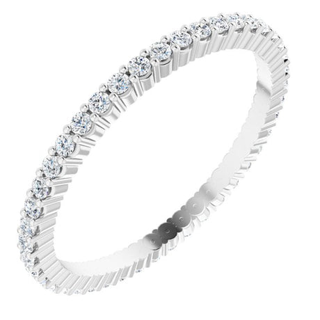 10K Gold Round Natural Diamond Shared-Prong Eternity Band – 1.3 mm Stones - White Gold