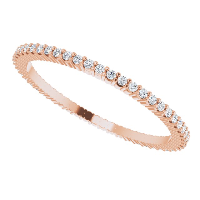 10K Gold Round Lab-Grown Diamond Shared-Prong Eternity Band – 1 mm Stones - Rose Gold - view 5