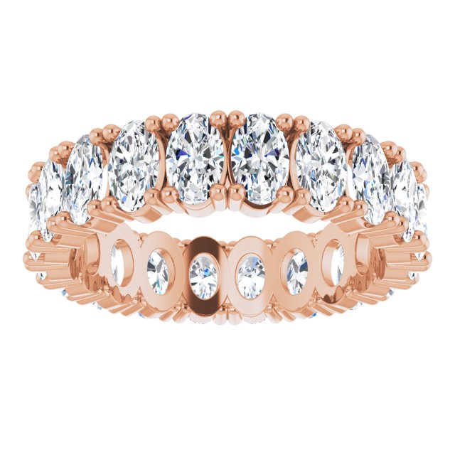 10K Gold Oval Lab-Grown Diamond Shared-Prong Eternity Band – 5x3 mm Stones - Rose Gold - view 3