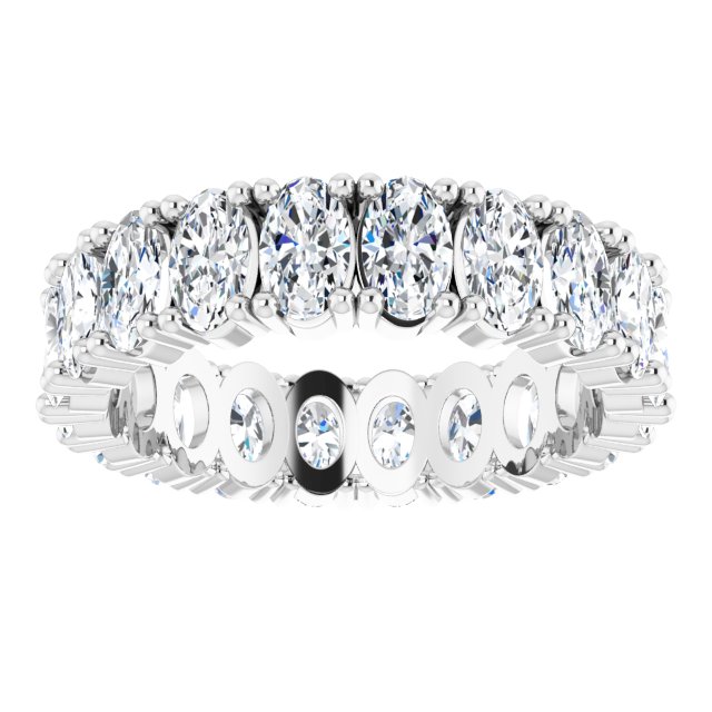 10K Gold Oval Lab-Grown Diamond Shared-Prong Eternity Band – 5x3 mm Stones - White Gold - view 3