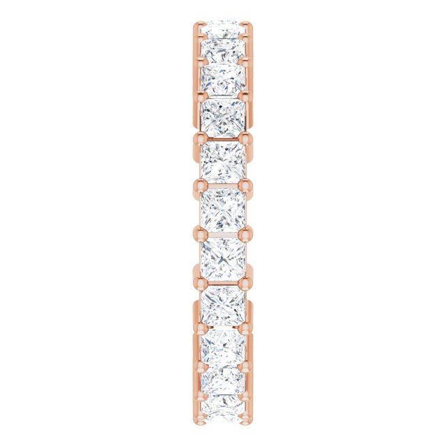 10K Gold Square Natural Diamond Shared-Prong Eternity Band – 2.5x2.5 mm Stones - Rose Gold - view 4