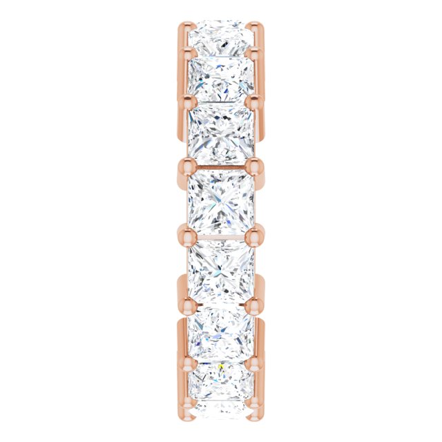 10K Gold Square Natural Diamond Shared-Prong Eternity Band – 4x4 mm Stones - Rose Gold - view 4