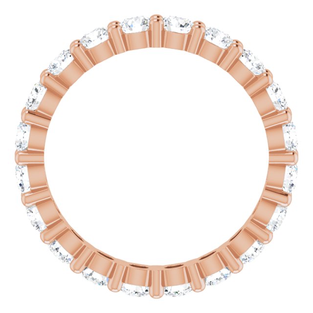10K Gold Round Lab-Grown Diamond Shared-Prong Eternity Band – 3 mm Stones - Rose Gold - view 2
