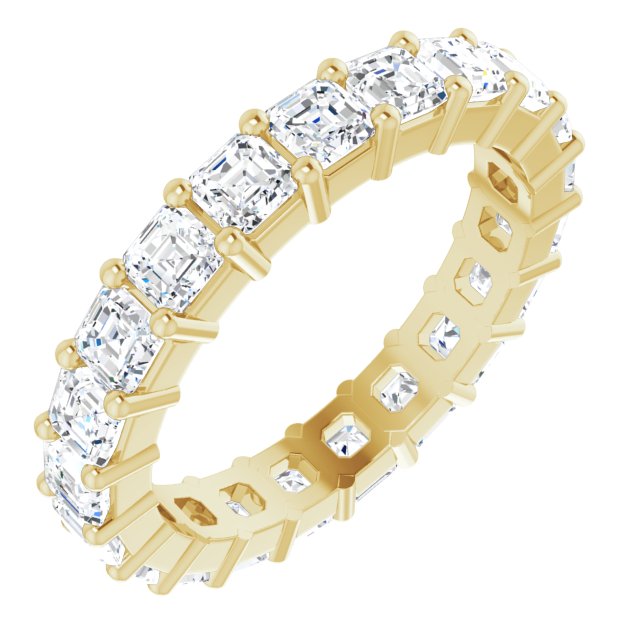 14K Gold Asscher Lab-Grown Diamond Shared-Prong Eternity Band – 3x3 mm Stones - Yellow Gold