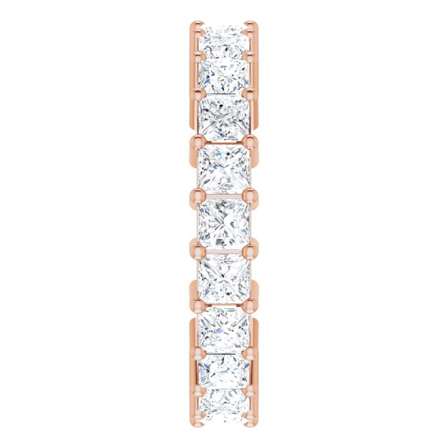 10K Gold Square Lab-Grown Diamond Shared-Prong Eternity Band – 3x3 mm Stones - Rose Gold - view 4
