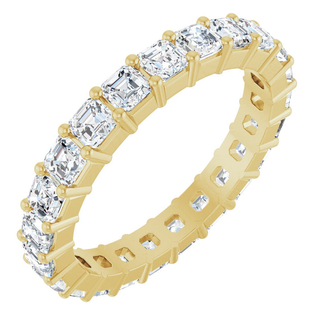 14K Gold Asscher Lab-Grown Diamond Shared-Prong Eternity Band – 2.6x2.6 mm Stones - Yellow Gold