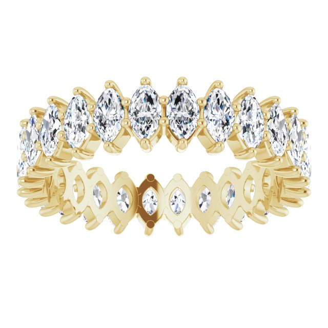 14K Gold Marquise Natural Diamond Shared-Prong Eternity Band – 4.25x2.25 mm Stones - Yellow Gold - view 3