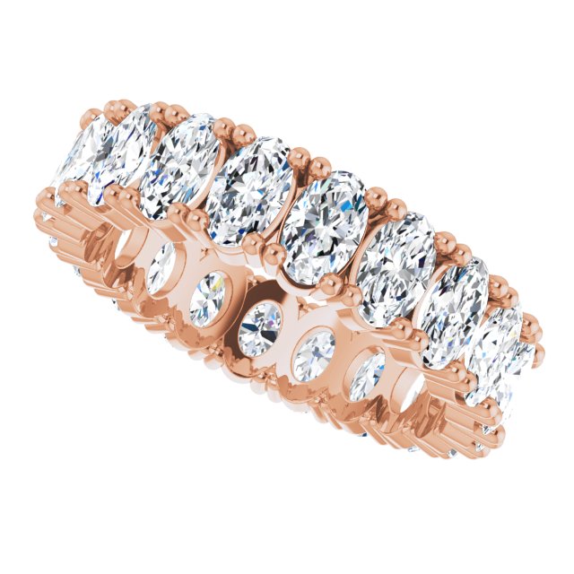 10K Gold Oval Lab-Grown Diamond Shared-Prong Eternity Band – 5x3 mm Stones - Rose Gold - view 5