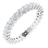 10K Gold Square Lab-Grown Diamond Shared-Prong Eternity Band – 2x2 mm Stones - White Gold