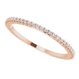 10K Gold Round Natural Diamond Shared-Prong Eternity Band – 1 mm Stones - Rose Gold - view 5