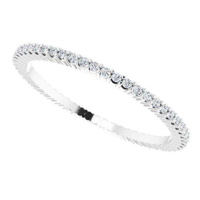 10K Gold Round Lab-Grown Diamond Shared-Prong Eternity Band – 1 mm Stones - White Gold - view 5