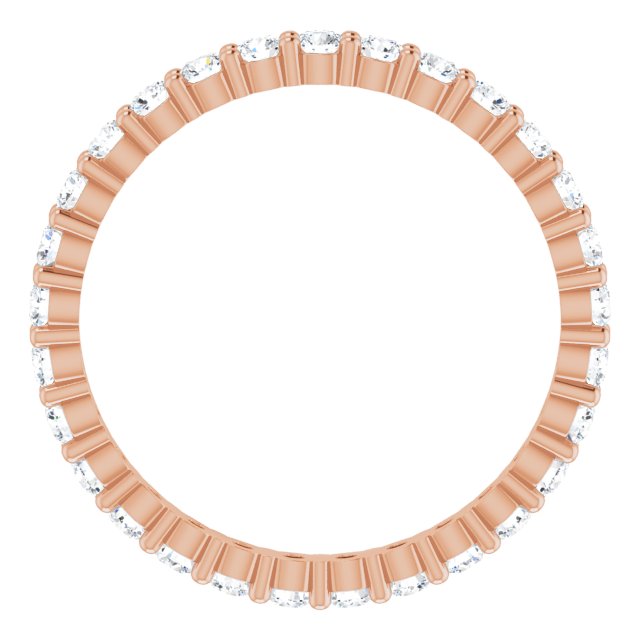 10K Gold Round Natural Diamond Shared-Prong Eternity Band – 2 mm Stones - Rose Gold - view 2