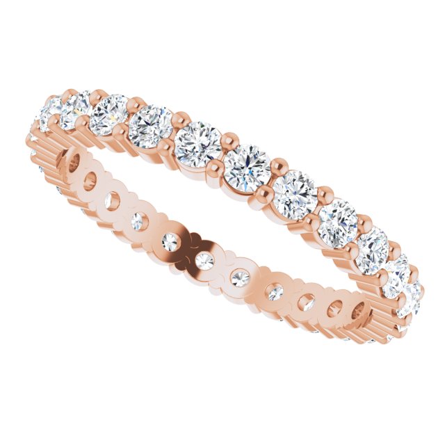 10K Gold Round Natural Diamond Shared-Prong Eternity Band – 2.25 mm Stones - Rose Gold - view 5