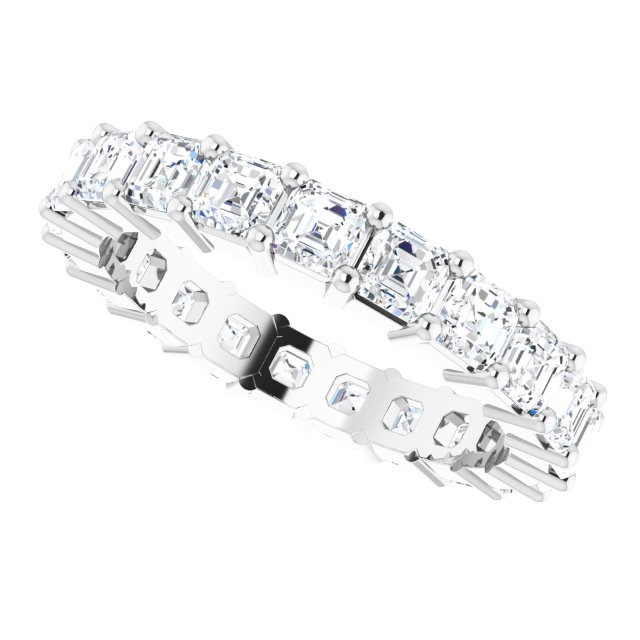 Platinum Asscher Lab-Grown Diamond Shared-Prong Eternity Band – 3x3 mm Stones - view 5