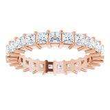 10K Gold Square Natural Diamond Shared-Prong Eternity Band – 2.5x2.5 mm Stones - Rose Gold - view 3