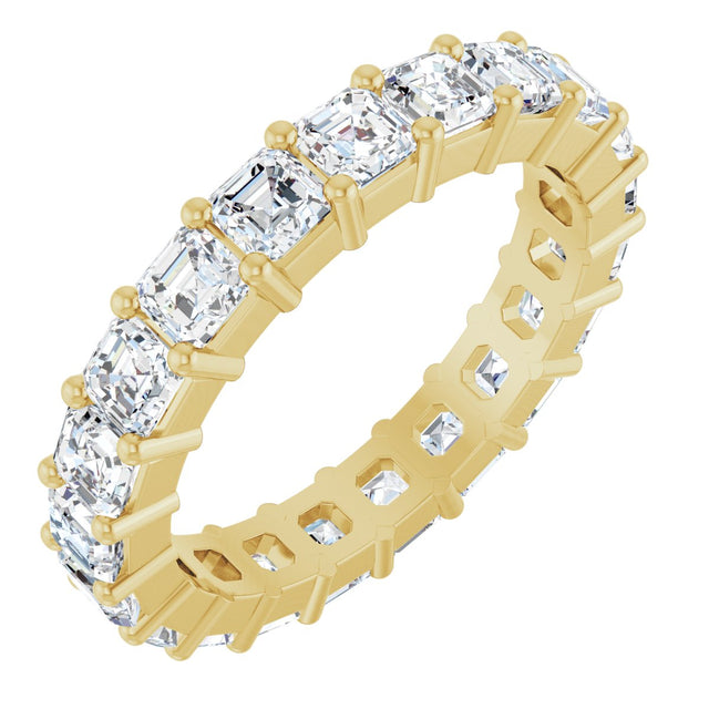 14K Gold Asscher Lab-Grown Diamond Shared-Prong Eternity Band – 3x3 mm Stones - Yellow Gold