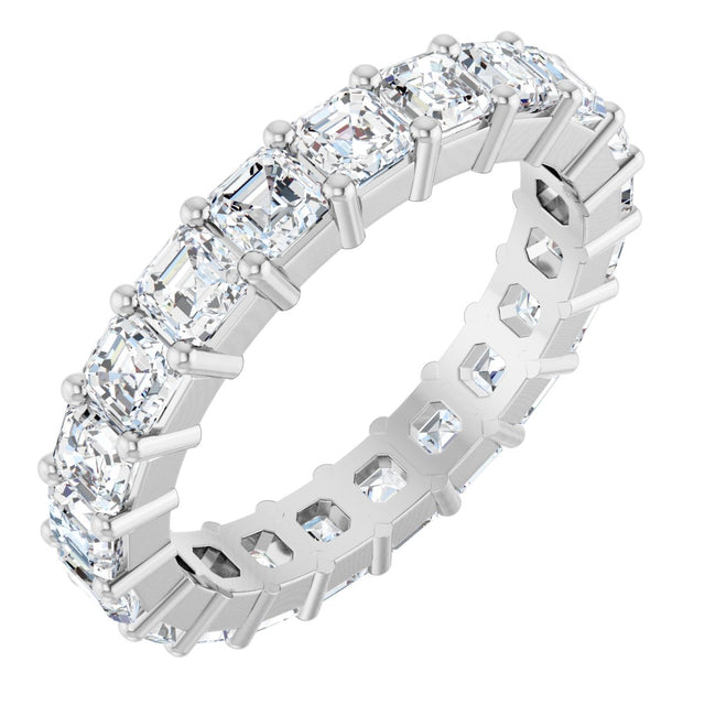14K Gold Asscher Lab-Grown Diamond Shared-Prong Eternity Band – 3x3 mm Stones - White Gold