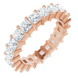 10K Gold Square Natural Diamond Shared-Prong Eternity Band – 3x3 mm Stones - Rose Gold
