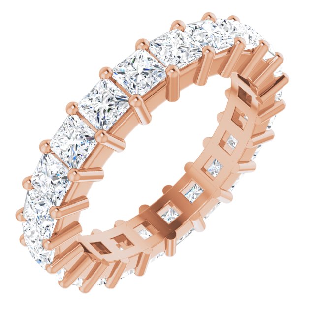 10K Gold Square Lab-Grown Diamond Shared-Prong Eternity Band – 3x3 mm Stones - Rose Gold