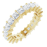 10K Gold Square Natural Diamond Shared-Prong Eternity Band – 3x3 mm Stones - Yellow Gold