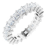 10K Gold Square Lab-Grown Diamond Shared-Prong Eternity Band – 3x3 mm Stones - White Gold