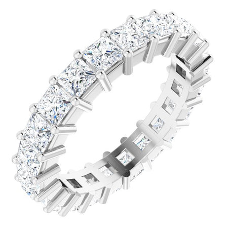 10K Gold Square Lab-Grown Diamond Shared-Prong Eternity Band – 3x3 mm Stones - White Gold