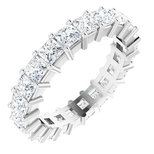 10K Gold Square Natural Diamond Shared-Prong Eternity Band – 3x3 mm Stones - White Gold
